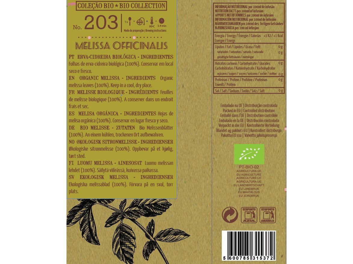 INFUSÃO LISBON TEA CO. BIO ERVA CIDREIRA 30G