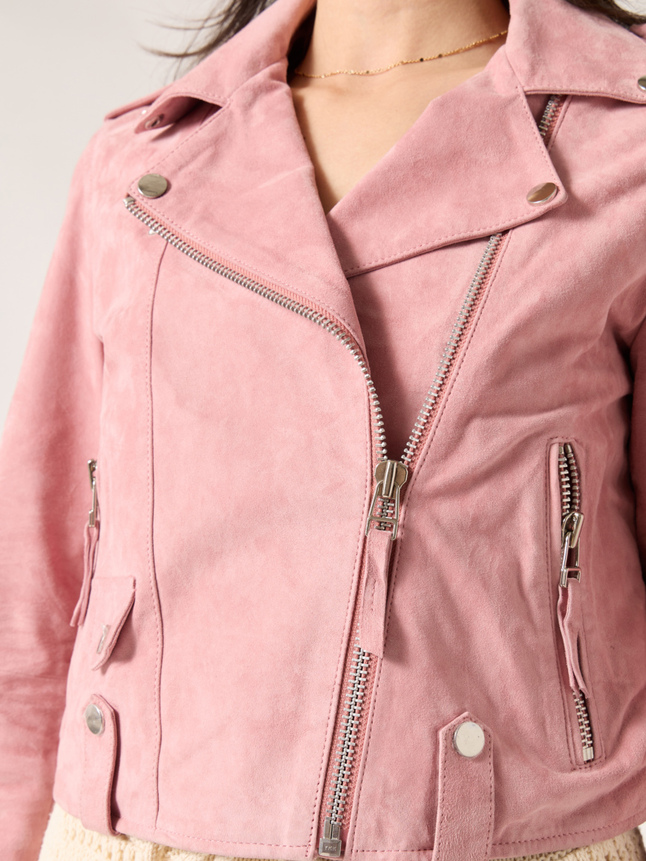 Veste en cuir suédé