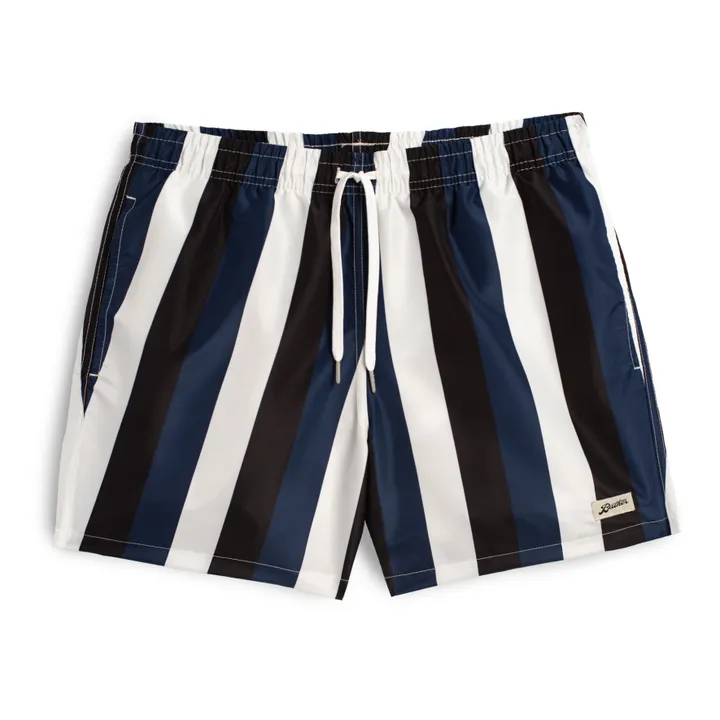 Bather Short de Bain Rayures Recyclé | Bleu noir