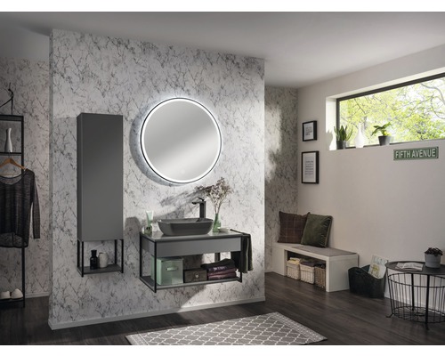 Fackelmann LED badkamerspiegel, 80 cm rond, zwart