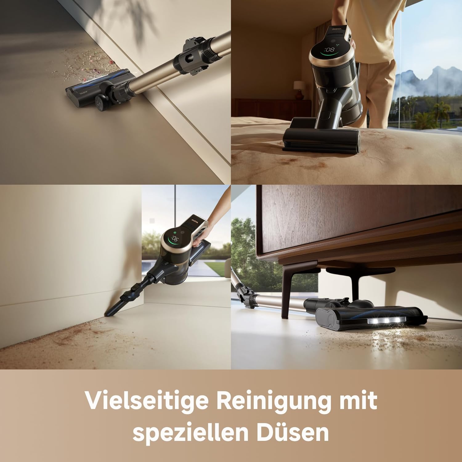 Mova S2, 36.000 Pa Saugleistung, mehr als 60 Min. Laufzeit, 99,9% Filtereffizienz, Verhedderungsschutz, ideal für die Reinigung des gesamten Wohnraums inklusive Teppichen, entfernt auch Tierhaare