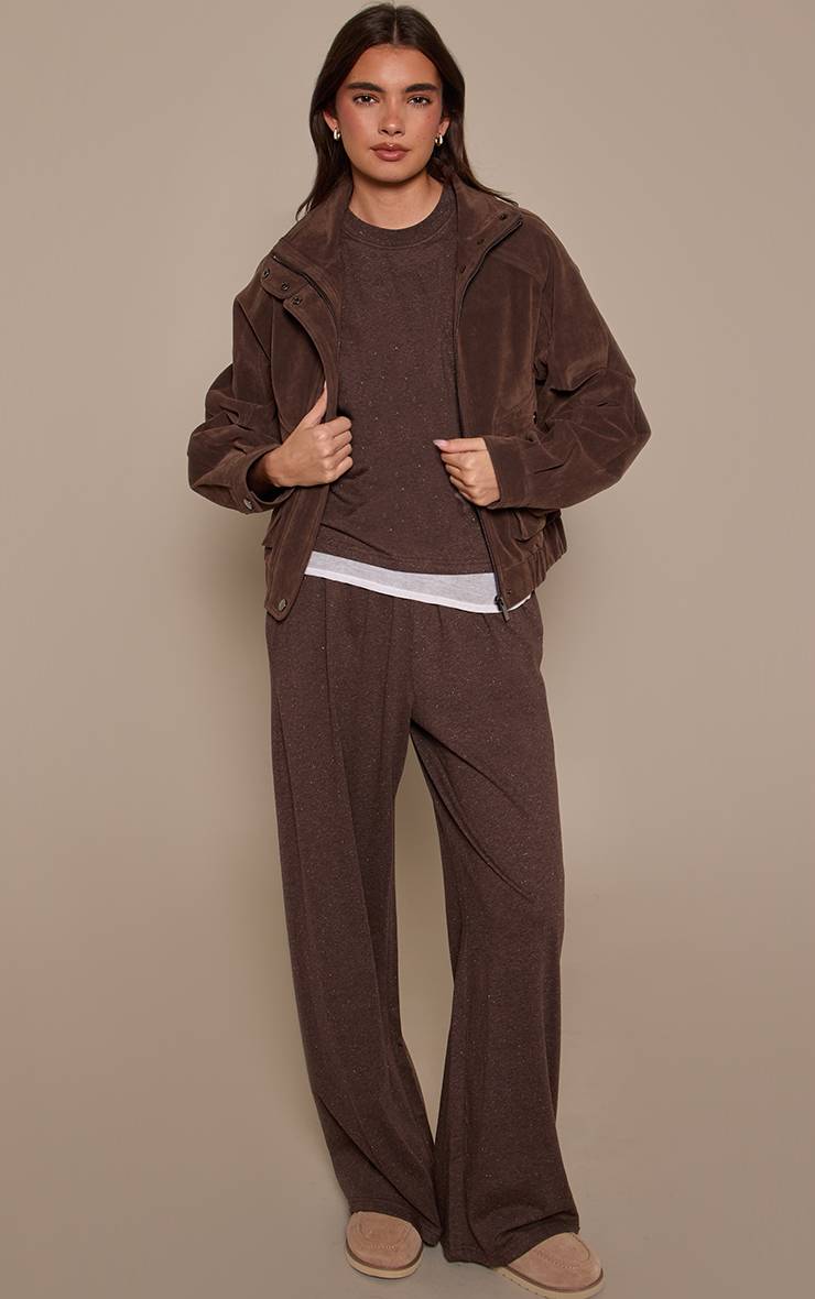 Marron Foncé Ensemble Coordonné Pantalon Élastiqué Moucheté