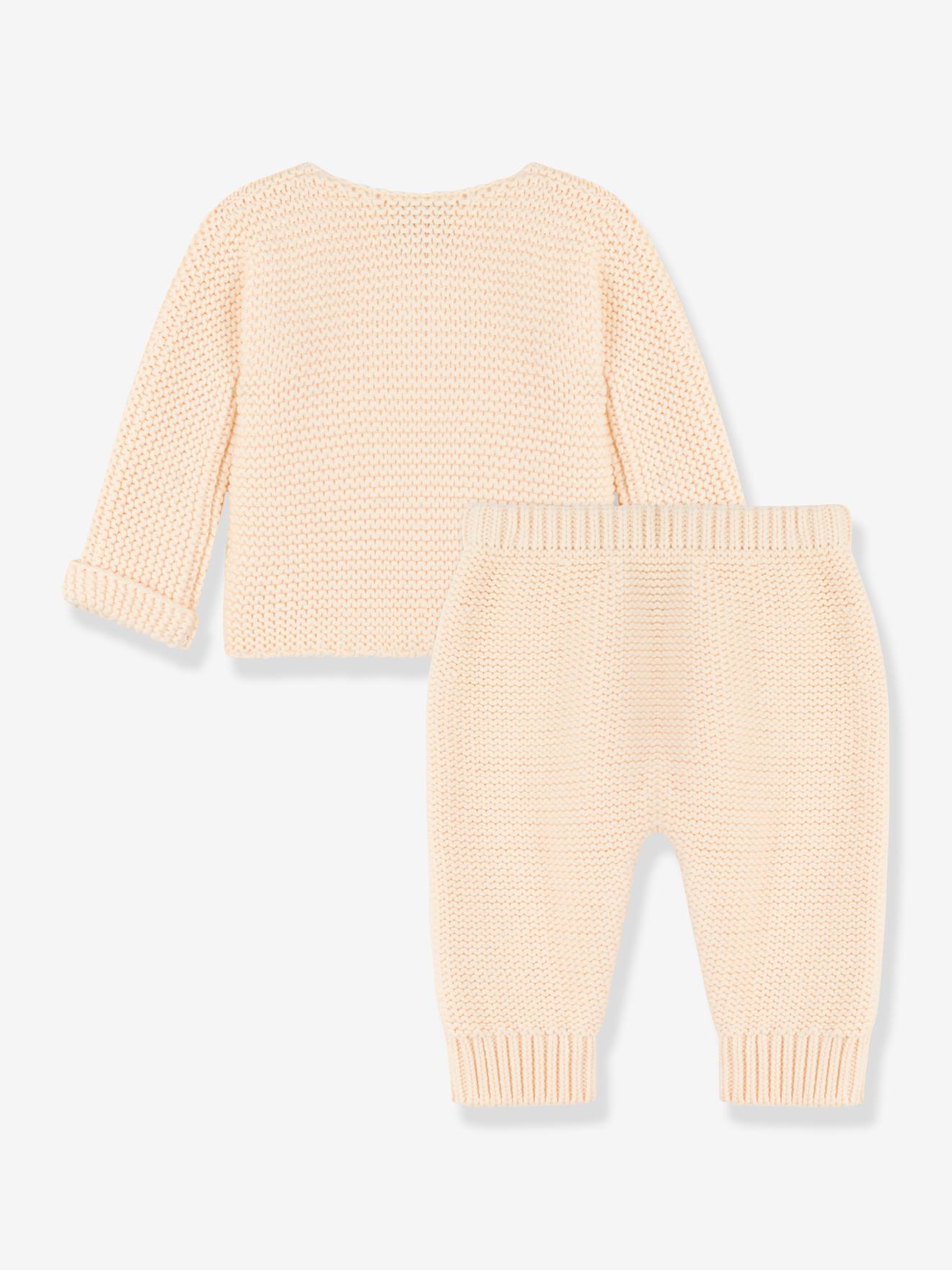 Conjunto de malha de algodão orgânico branco PETIT BATEAU de duas peças