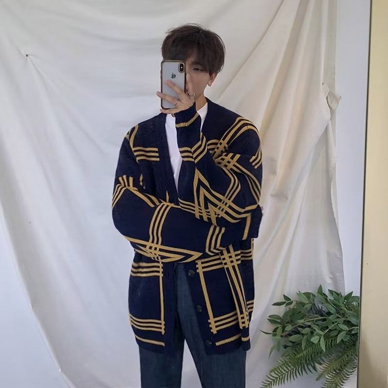 Blueforce - V-hals geruite cardigan