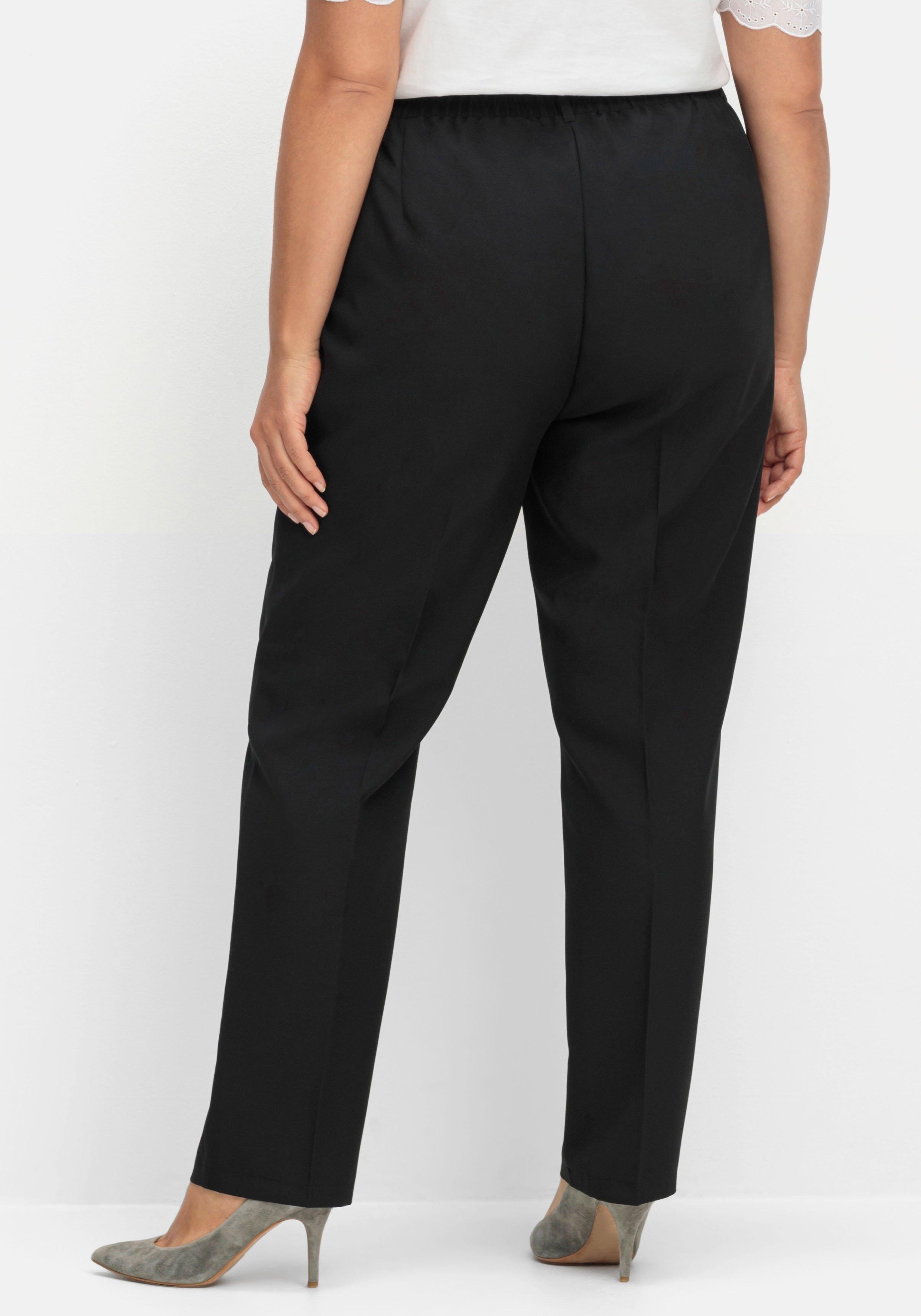 Gerade Hose mit Schlupfbund und Bügelfalten