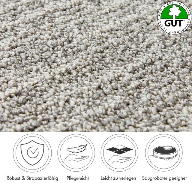Andiamo Teppichboden »Joe, Schlinge, Made in Netherlands« rechteckig 8 mm Höhe Breite 400 cm, meliert, Wohnzimmer, strapazierfähig & robust
