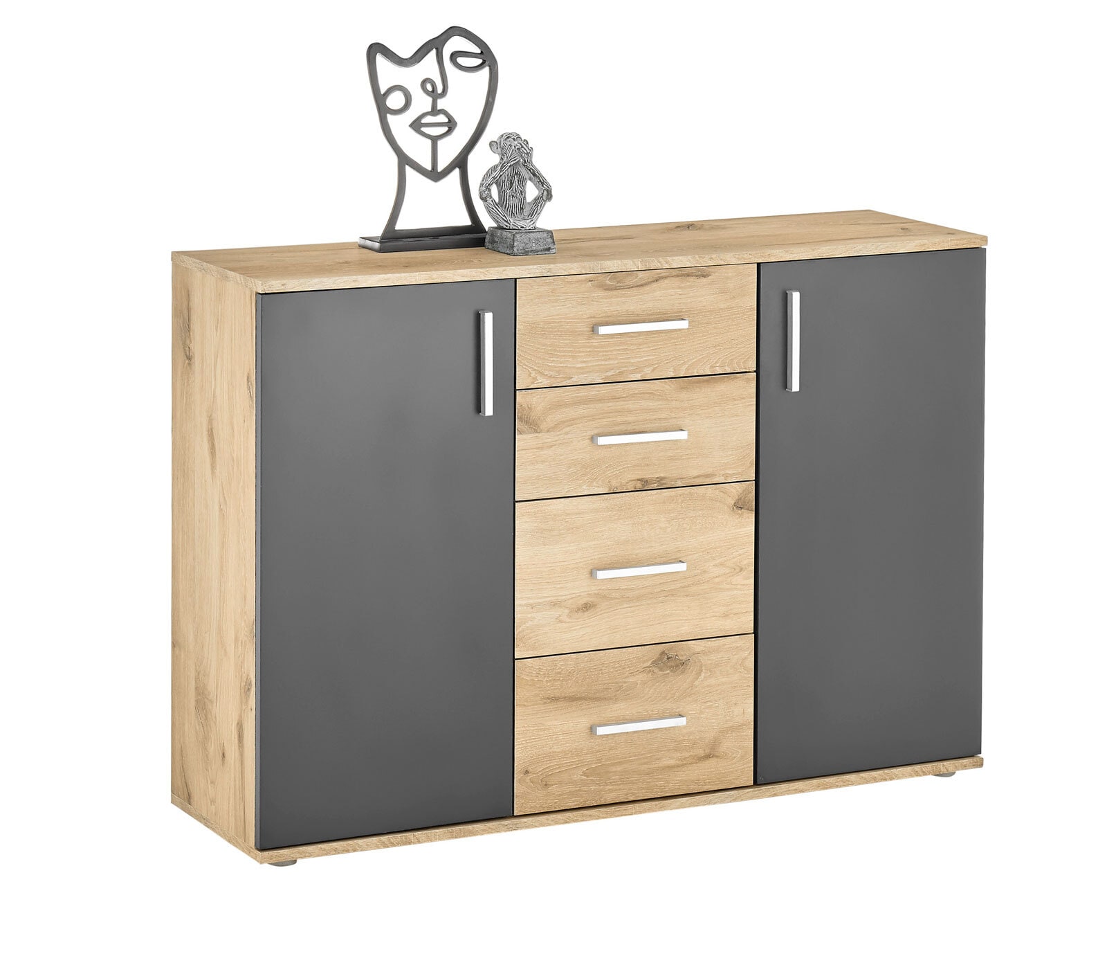 Kommode Vanni5 120 x 84 cm Viking Oak-Dekor/Grau