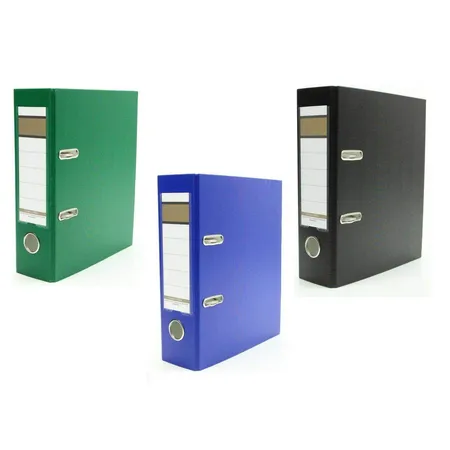 Livepac Office Ordner DIN A5, quer, 75 mm breit, 3 Stück je 1x in blau, grün und schwarz