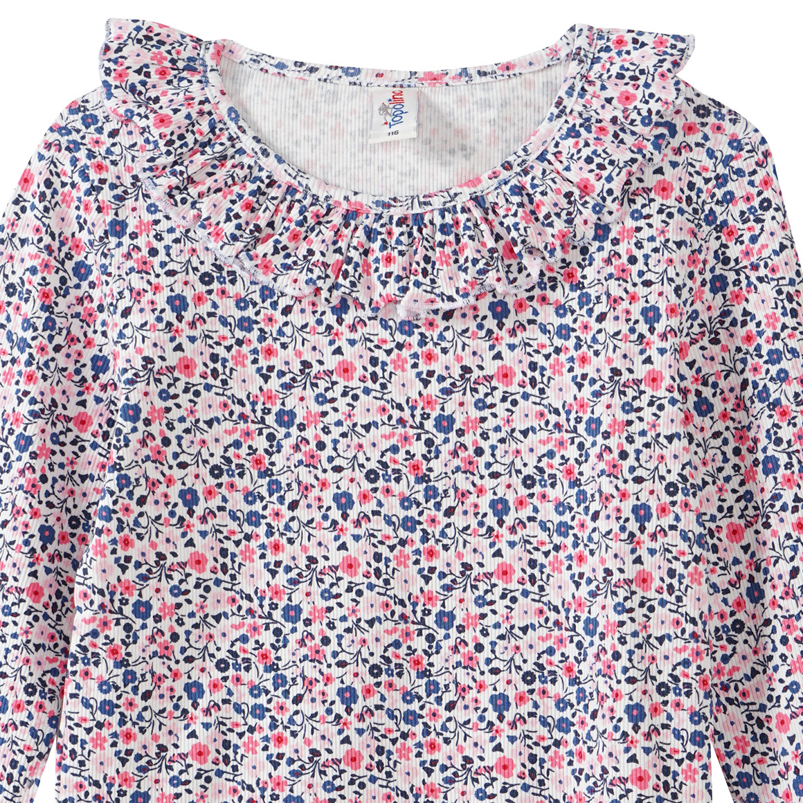 Topolino Mädchen Langarmshirt mit Rippqualität weiss