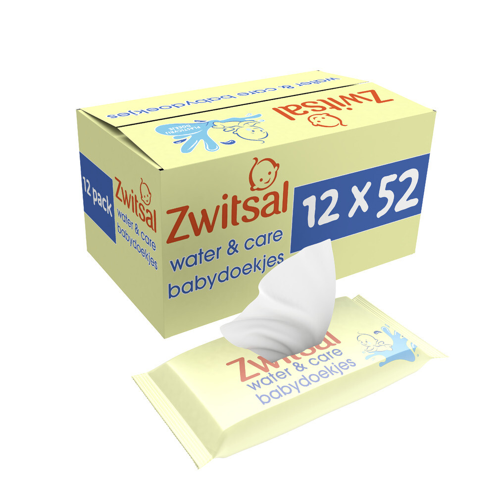 Zwitsal Water & Care Babydoekjes met Zwitsalgeur12x52 stuks