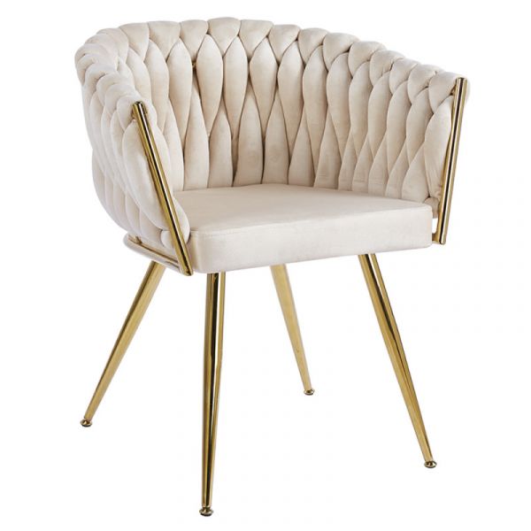 Cadeira Widny Golden Veludo Beige