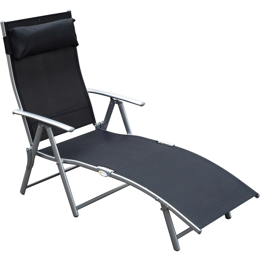 Outsunny Gartenliege mit Kissen schwarz