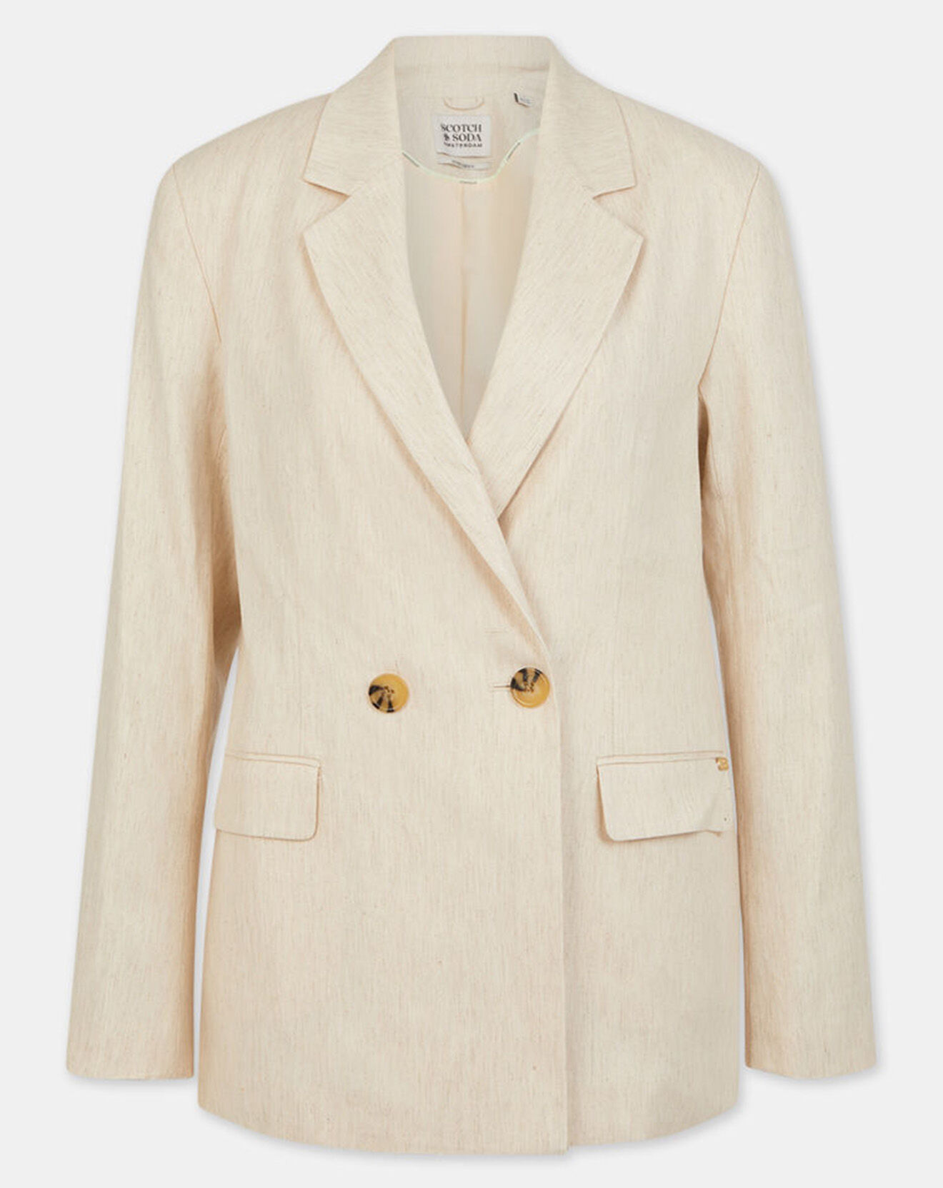 Scotch & Soda Blazer en Lin mélangé écru