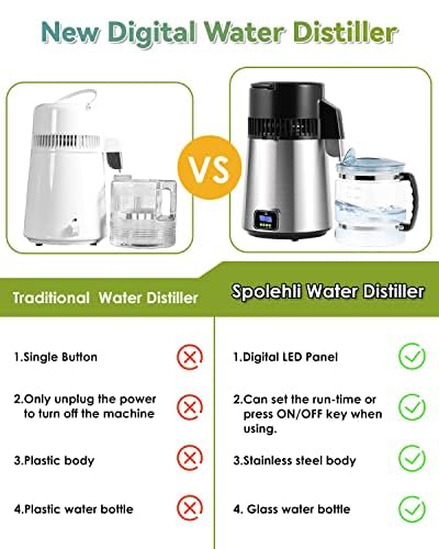 Wasser Destilliergerät Edelstahl mit Glaskanne Digitaler Wasserdestillierer wasserdestilliergeräte trinkwasser 1L / H wasserdestilliergeräte Wasser herstellen Distilleranlage