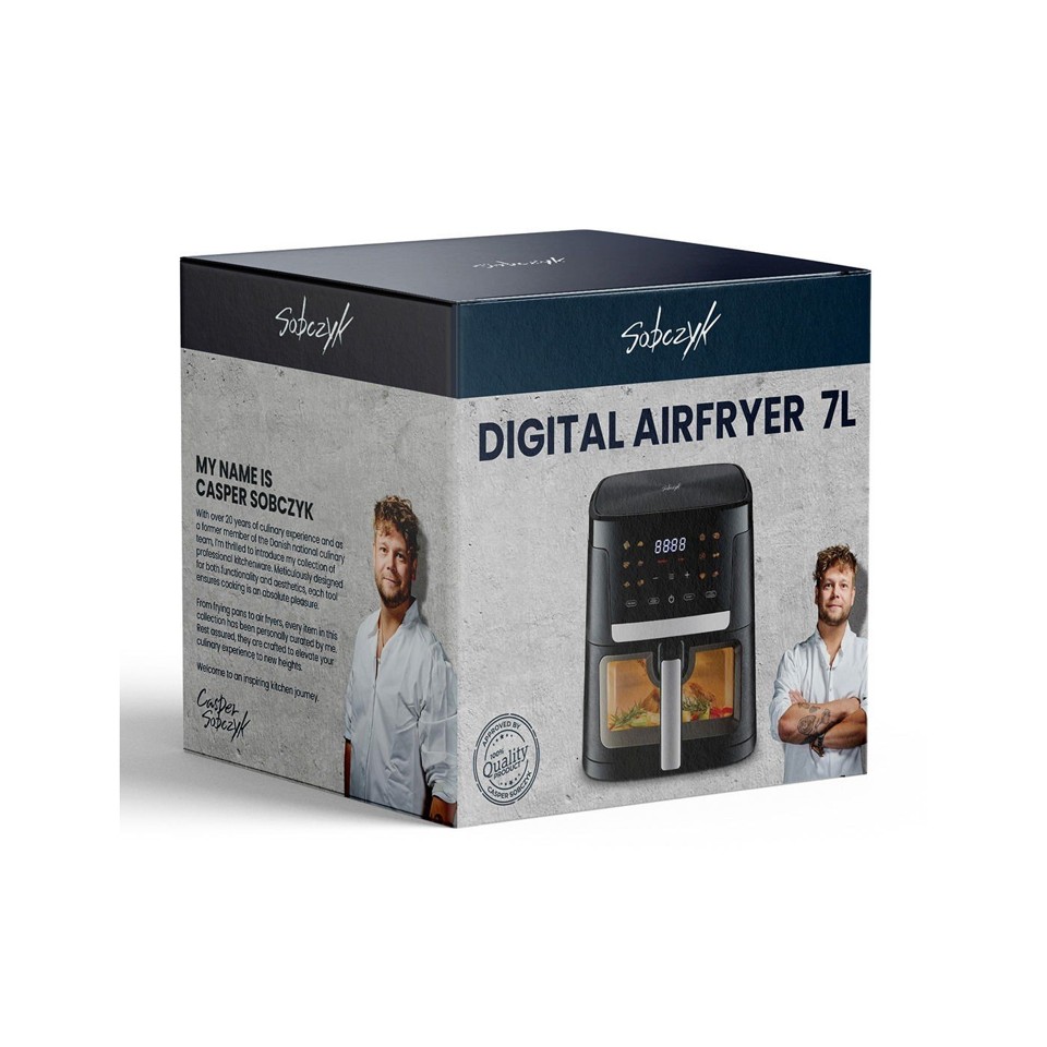 Sobczyk - Digital airfryer 7L Sort & 7L airfryer tilbehør sæt med 6 dele - Bundle