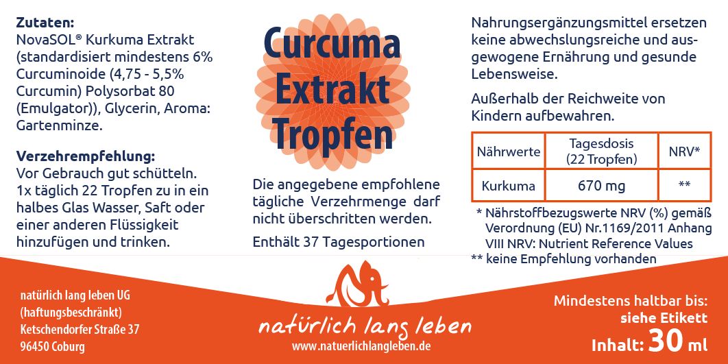 natürlich lang leben Curcuma Extrakt Tropfen vegan
