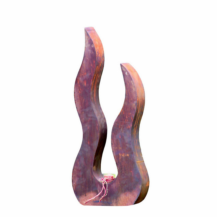 Flamme métal oxyde finition rouillée H.80 cm