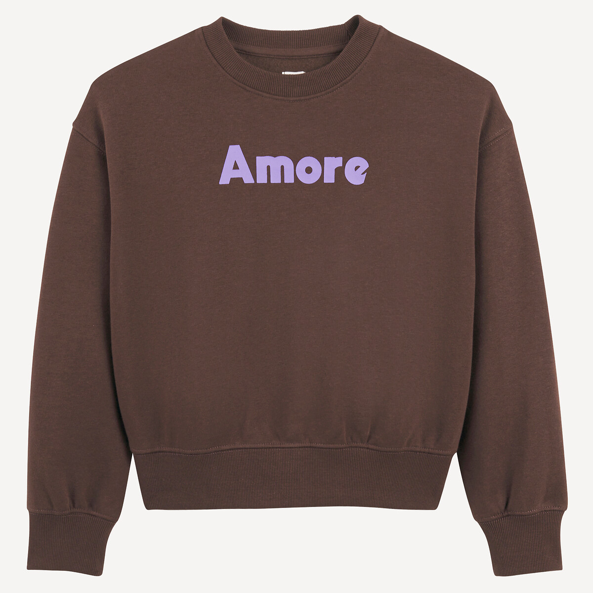 COLEÇÕES LA REDOUTE<br>Suéter com gola redonda e texto, em fleece