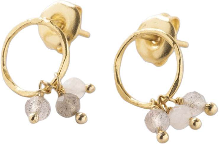 A Beautiful Story Genuine Labradorite Moonstone Earrings GP Gold