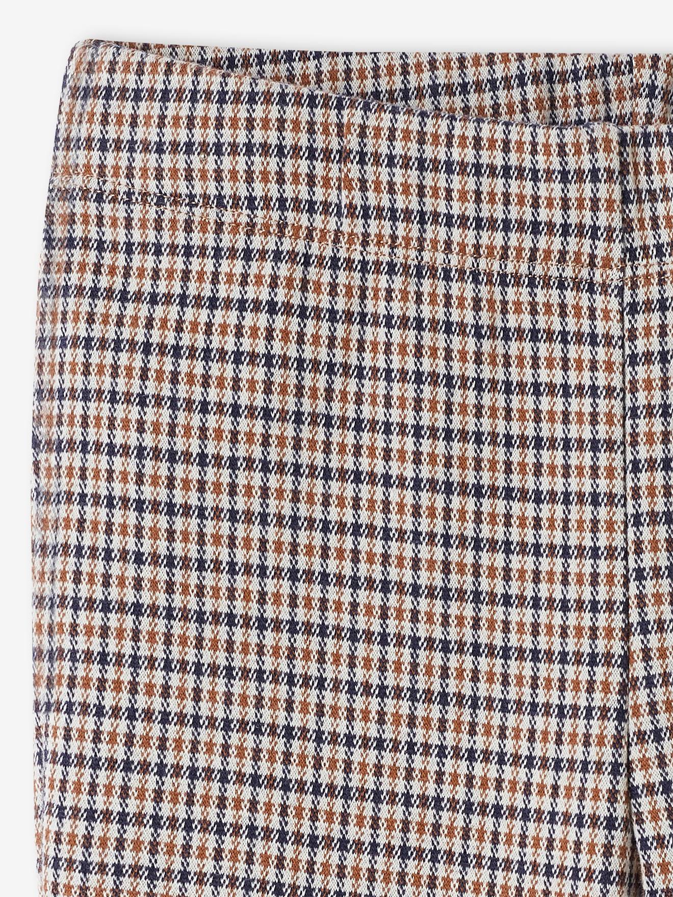 Leggings xadrez Príncipe de Gales marrom com barra flare para meninas