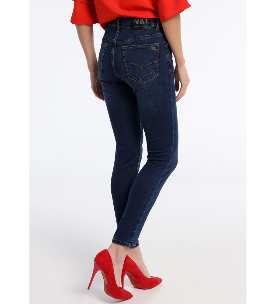 Victorio & Lucchino, Calça Jeans Skinny de Cintura Alta Azul Escuro V&L