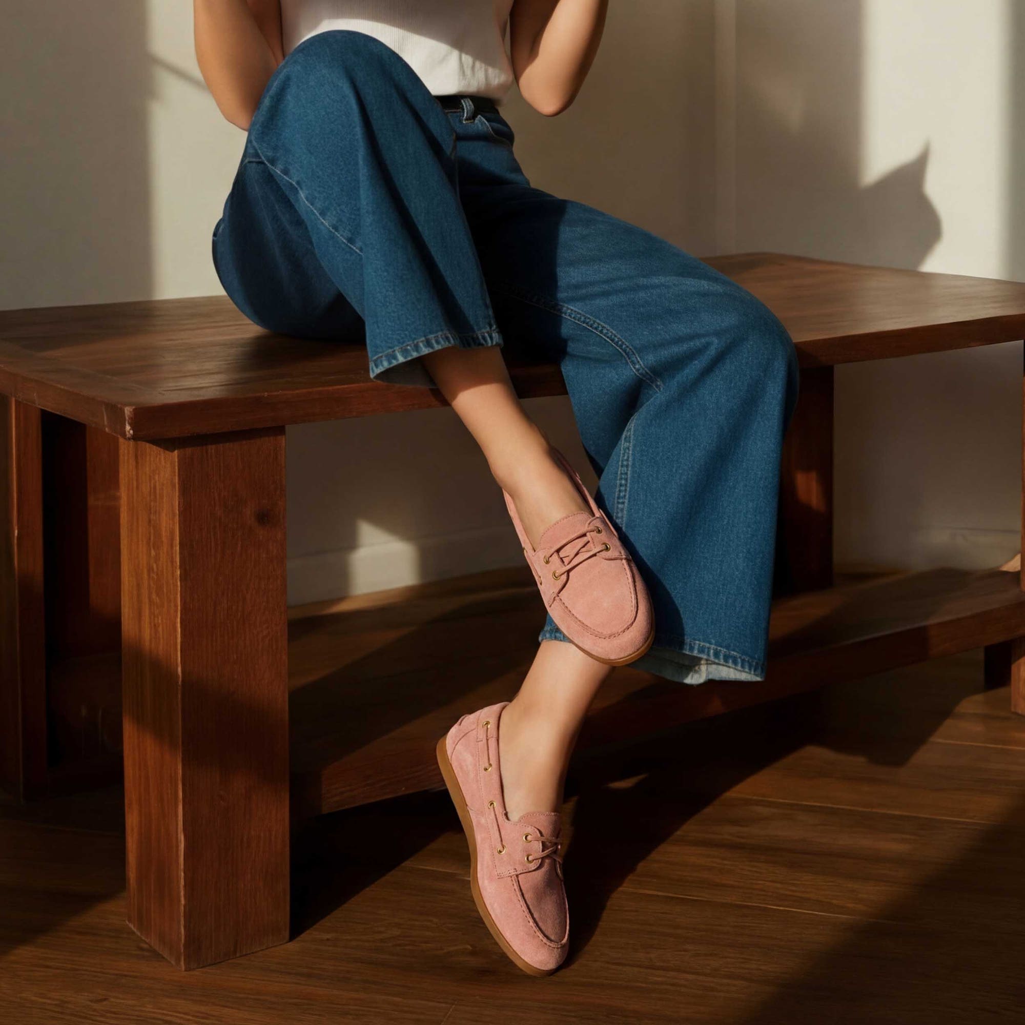 Mocassins Femme en cuir rose