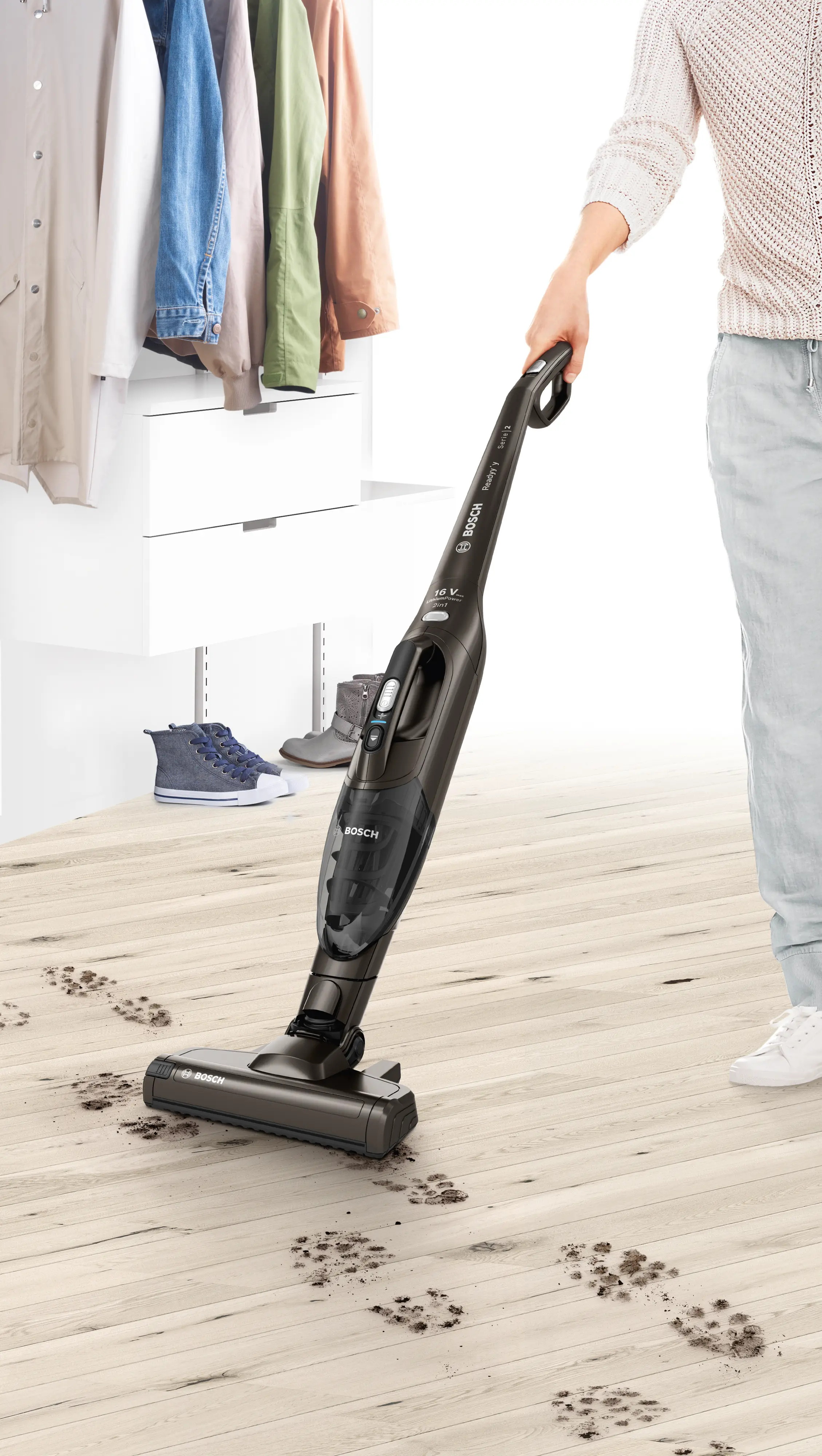 Serie 2 Draadloze steelstofzuiger Readyy'y 16Vmax Grijs
