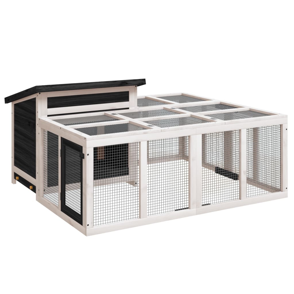 Clapier gris 144x123x67,5 cm bois de pin massif