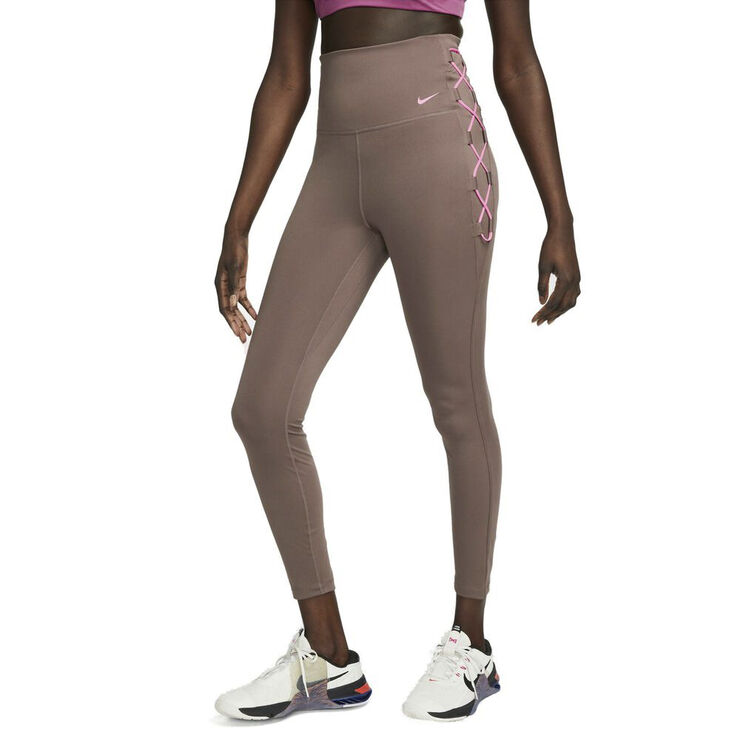 Nike Dri Fit One High Waist 7 8 Lace Up Tights Brun