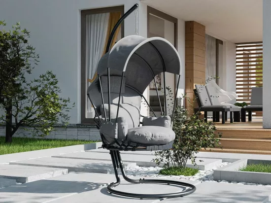 Chaise suspendu Comfivo 317, 198x100x136cm, Gris foncé|Gris, Tapisserie|Métal