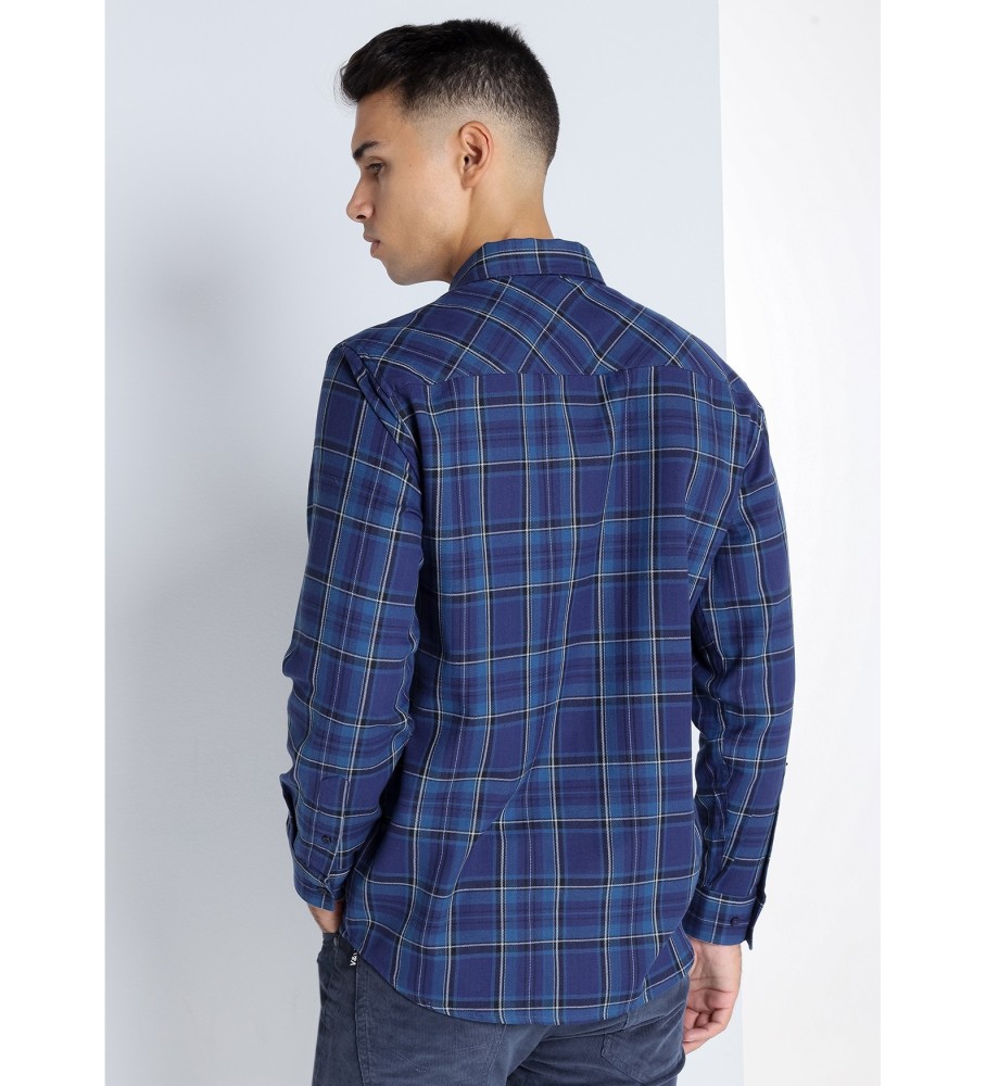 Camisa de flanela xadrez azul Victorio & Lucchino, V&L