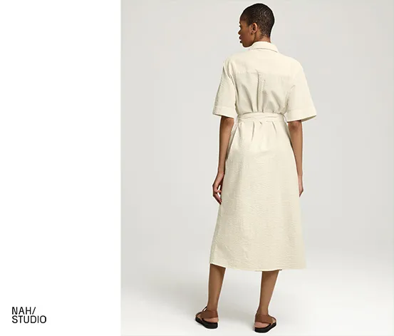 NAH/STUDIO Seersucker-Kleid | ungefärbte Baumwolle, Undyed