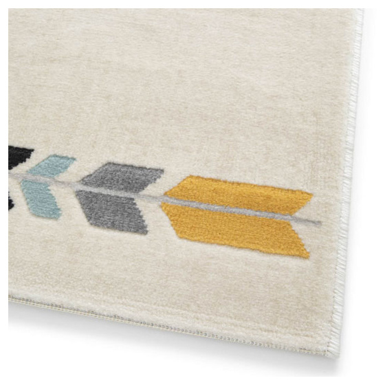 Tapis chambre d'enfant - chouette arya - crème et motifs colorés - 120 x 170 cm
