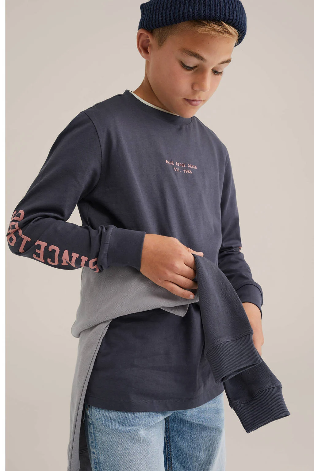 WE Fashion Blue Ridge longsleeve antraciet