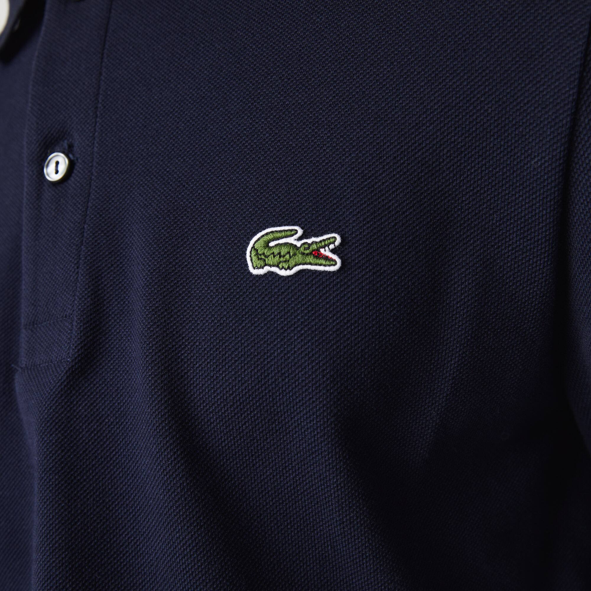 LACOSTE Slim Fit Herren-Poloshirt aus Petit Piqué Lange Ärmel - Blau - Lacoste - Herren