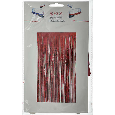 Lamettagardin 90 x 250 cm - rød