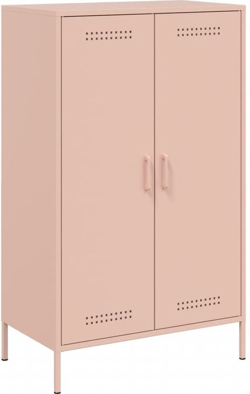 vidaXL - Hoge Kast - Roze - Staal - 6 Vakken