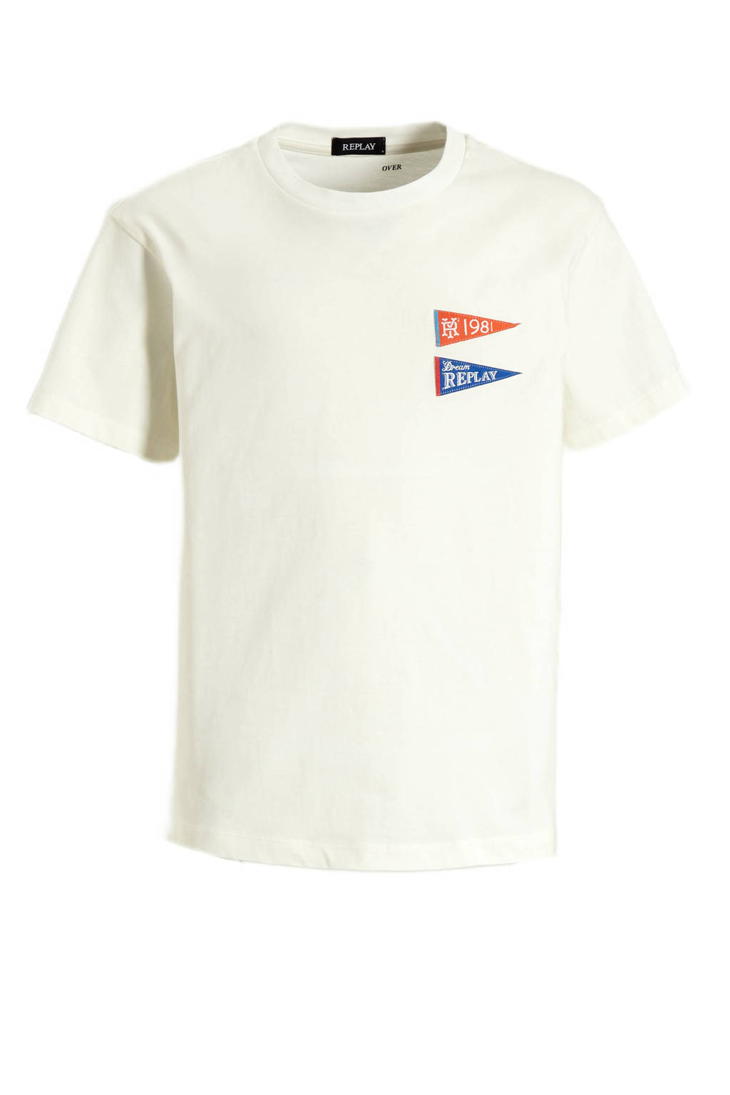 REPLAY T-shirt met printopdruk offwhite