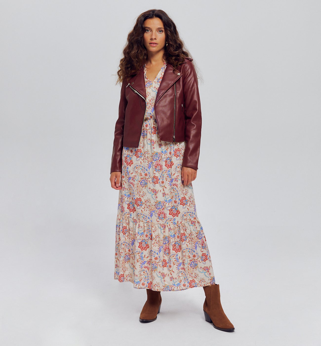Blouson en simili cuir Femme - Bordeaux