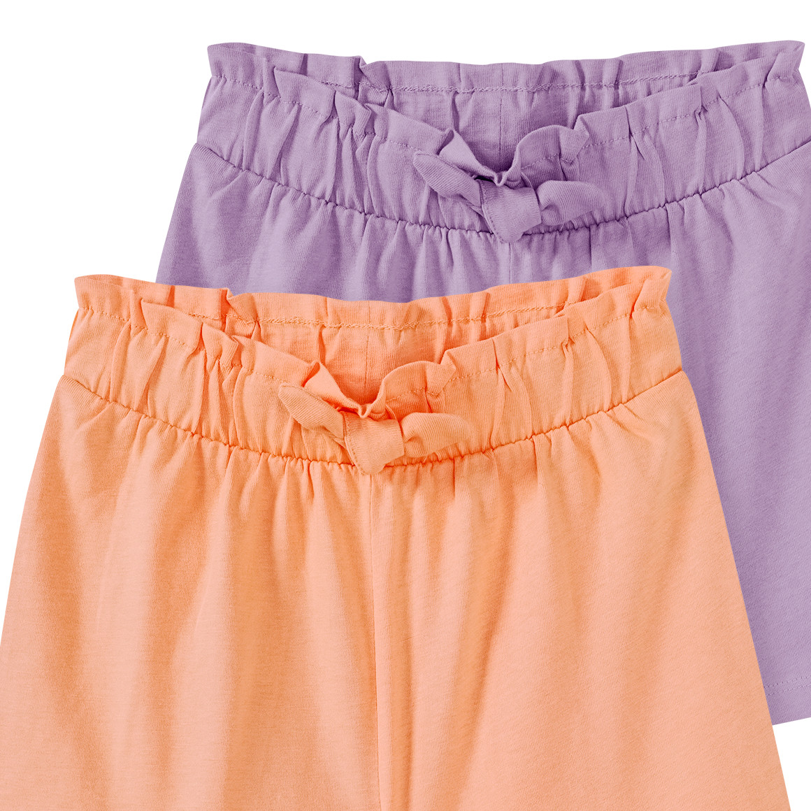 Yigga 2 Mädchen Shorts mit Zierschleife helllila / hellorange