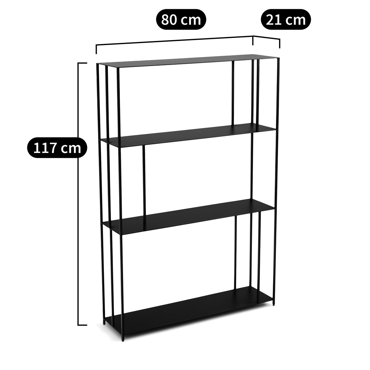 AM.PM<br>Metalen boekenrek H117 cm, Paralelo XS slim