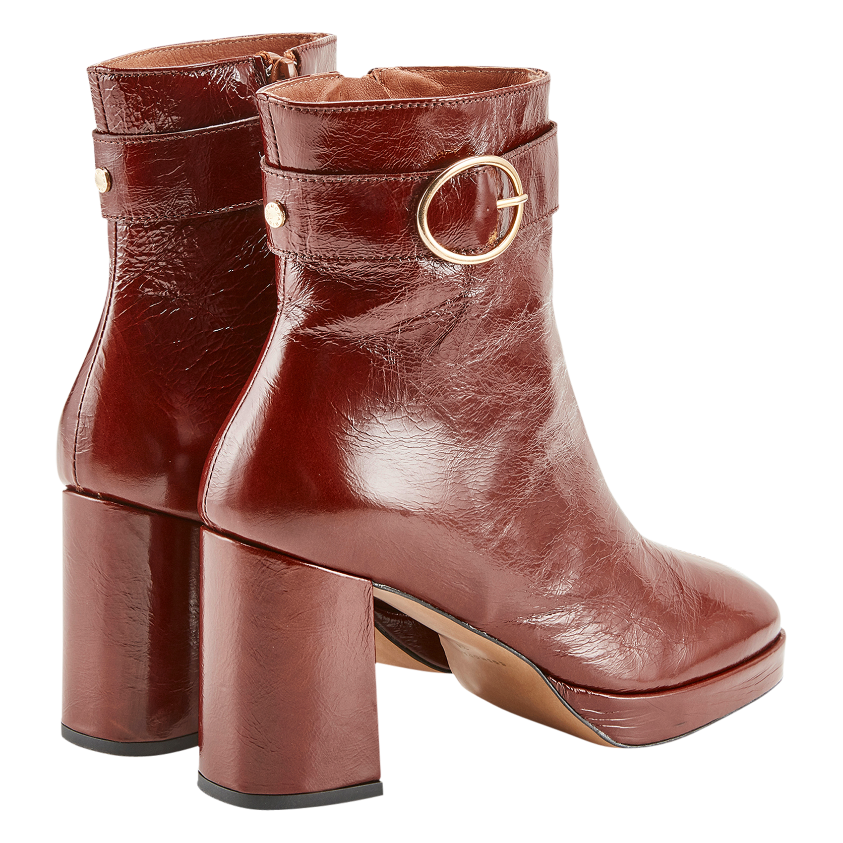 PIA - Bottines à talons en cuir | Marron