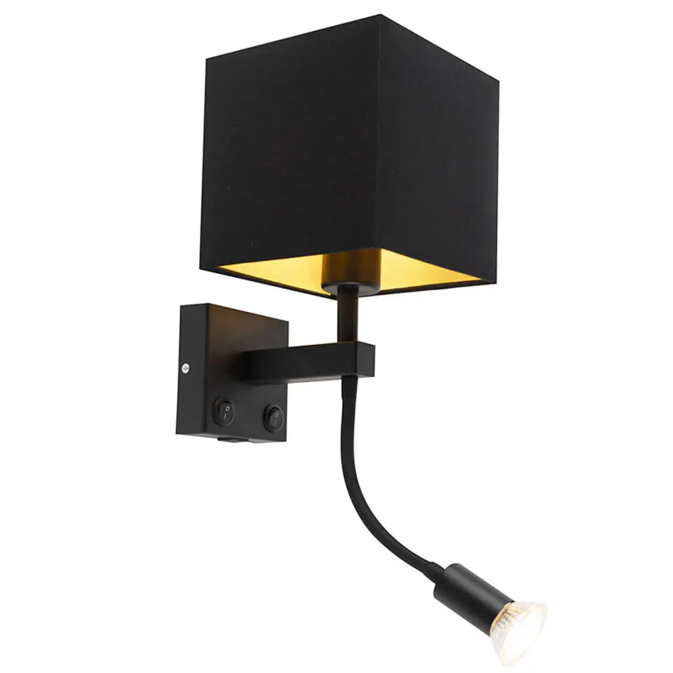 Qazqa wandlampen zeno zwart e27