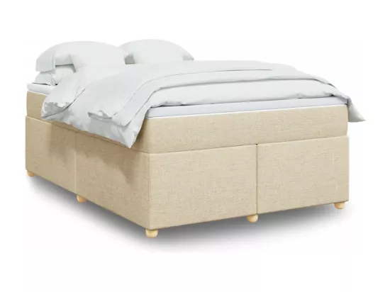 Sommier à lattes de lit avec matelas Crème 140x190 cm Tissu