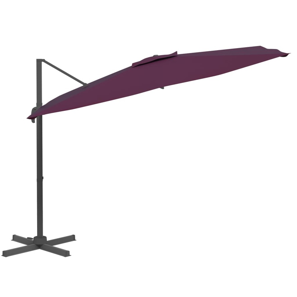 Parasol meuble de jardin déporté avec mât en aluminium 400 x 300 cm bordeaux