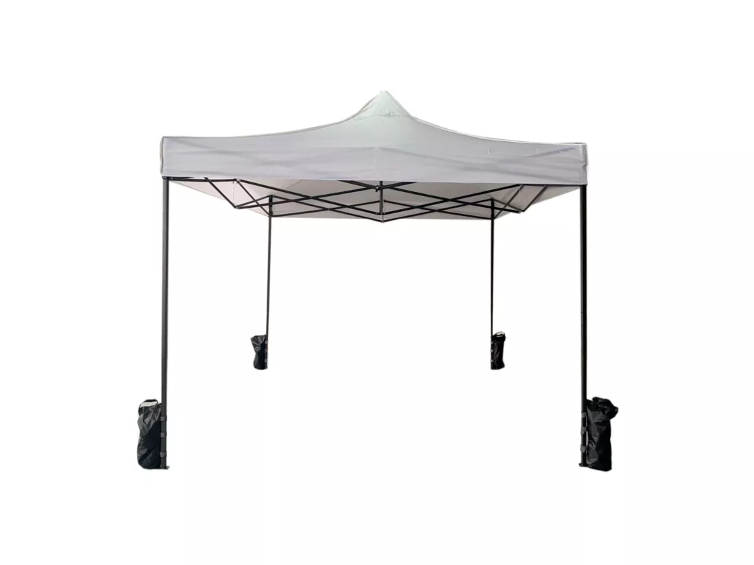 Gazebo Chapiteau Pliant Blanc 4 Poid Métal Polyester Jardin 3x3