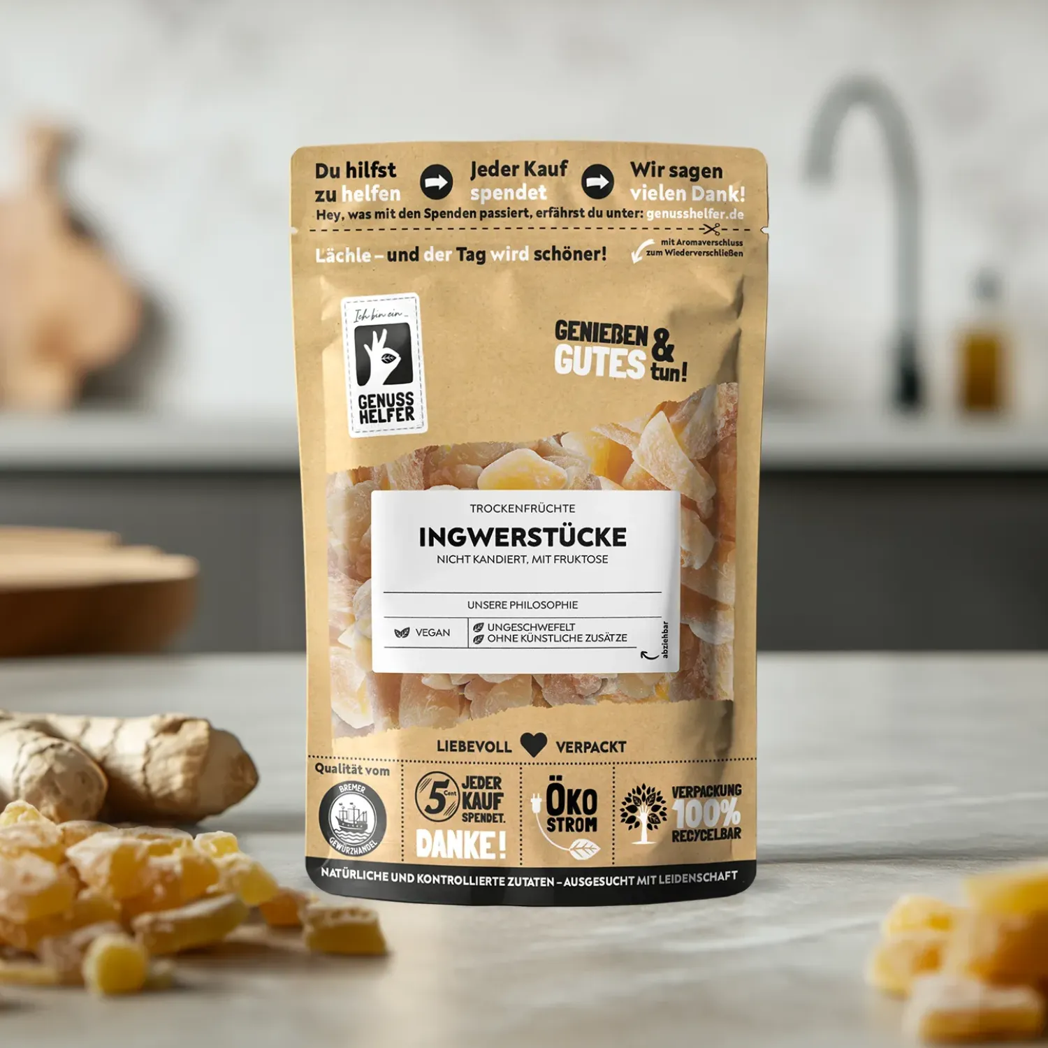 Ingwerstücke scharf, mit Fruktose, 3er Pack