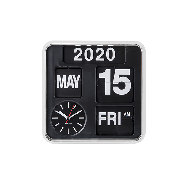 Wall clock Mini Flip white casing , black dial