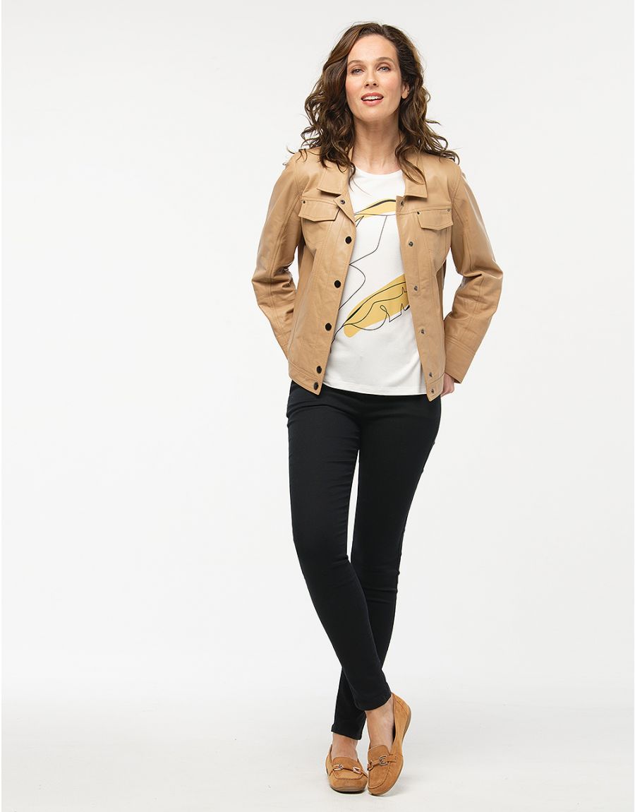 Veste 100% cuir beige