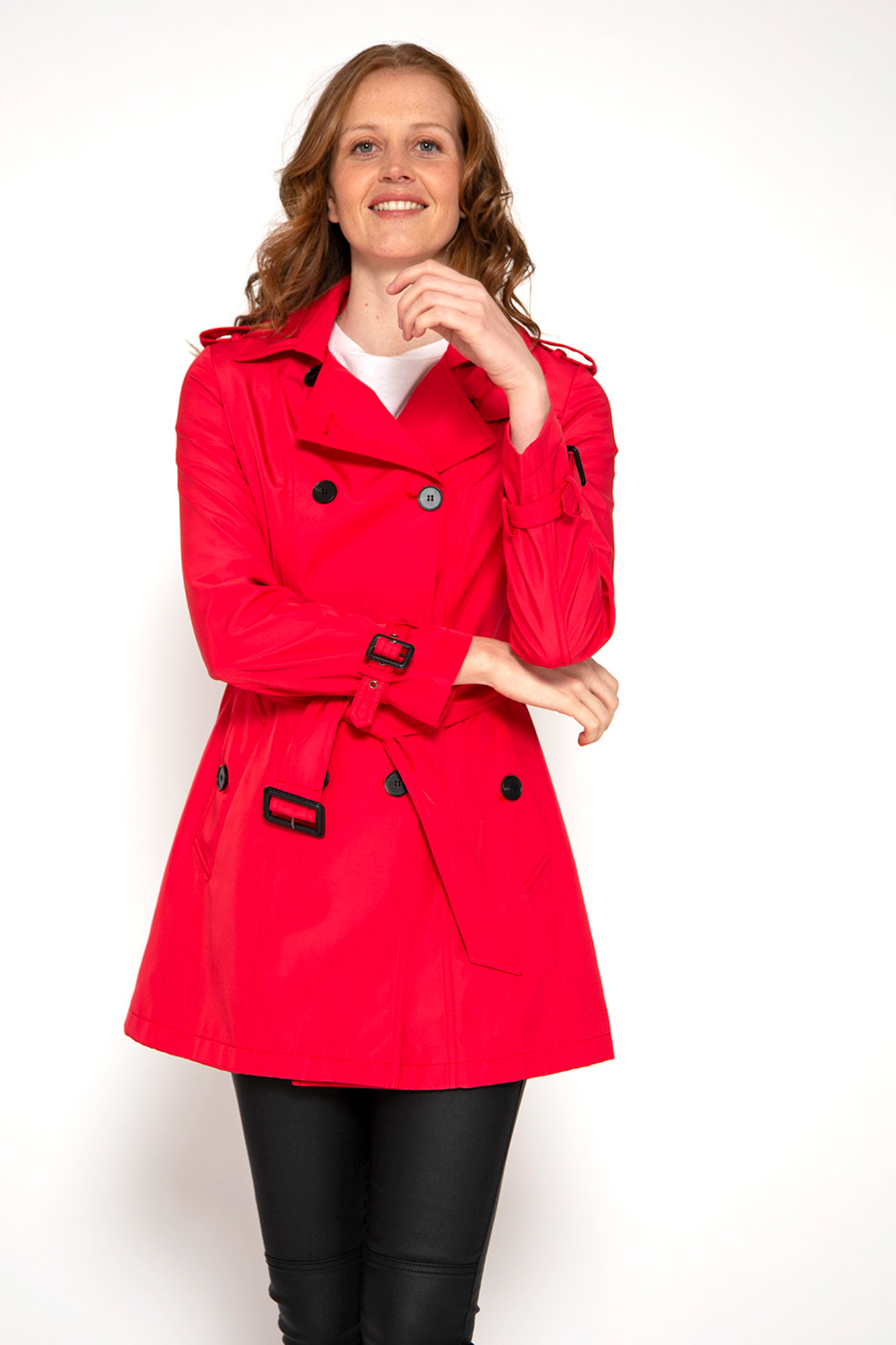 Trench coat abotoado com cinto